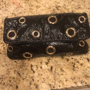 Stella McCartney black patent clutch